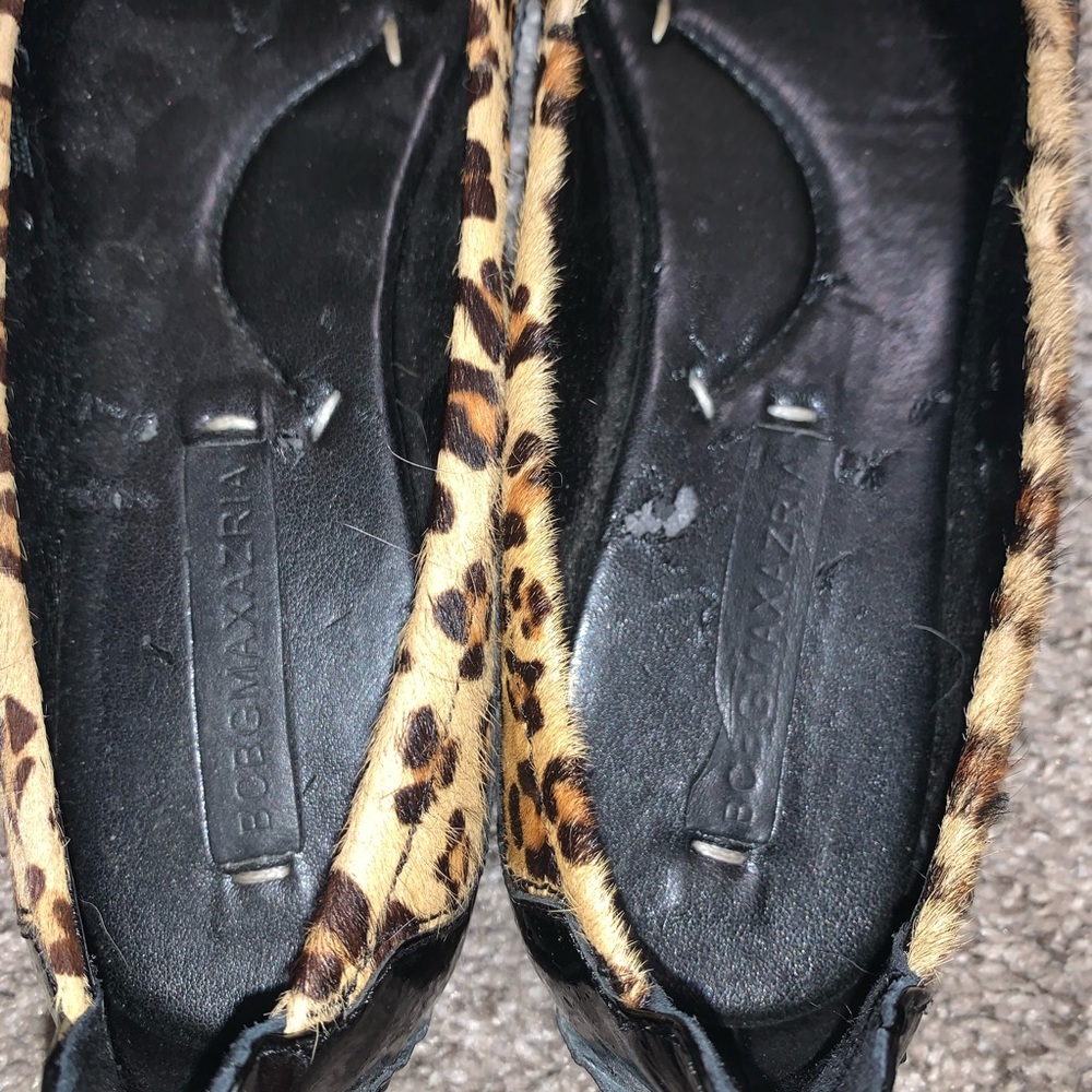 BCBGMaxAzria Pony hair brown and black cheetah black patent leather flats 5.5 - Picture 6 of 11